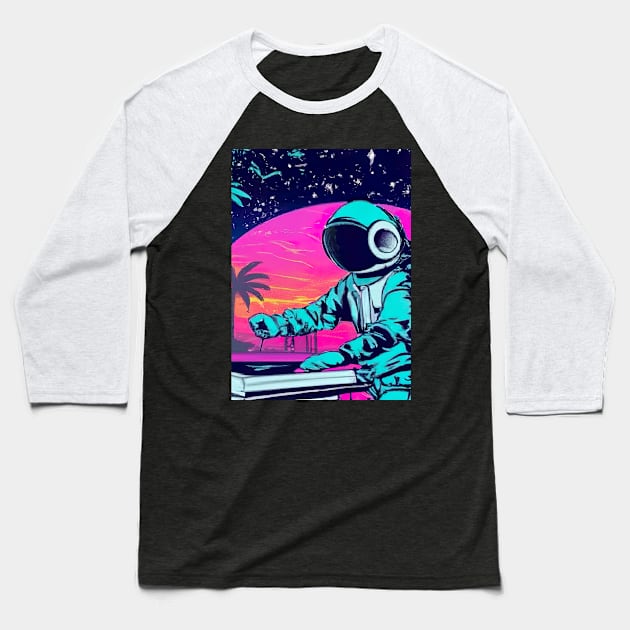 Astronaut DJ In Space Baseball T-Shirt by maxcode